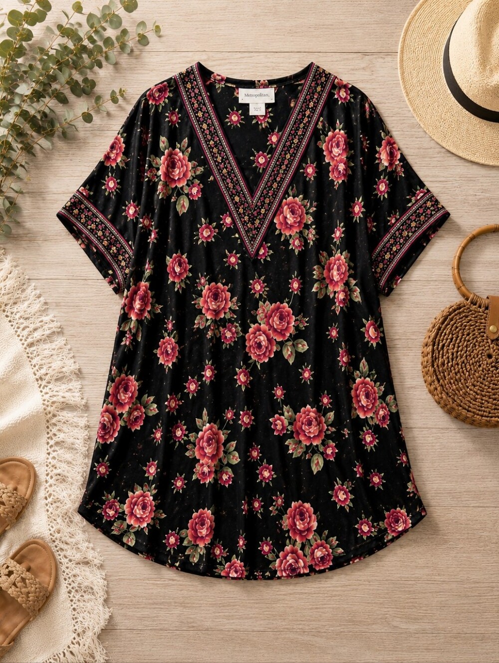 Metropolitano Floral Maxi Kaftan Dress One Size 28+ Ptp